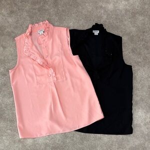 JCrew Ruffled Sleeveless Blouse Set - Pink and Black
